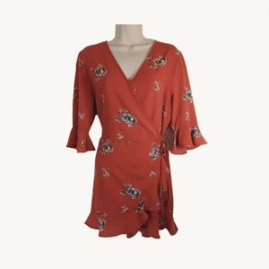Mini wrap dress quarter sleeve